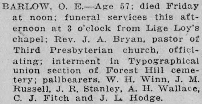 O.E. Barlow obituary